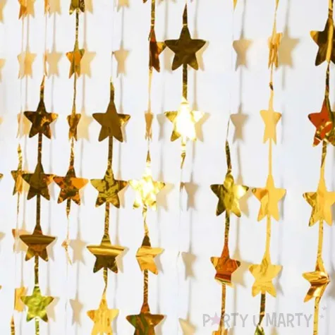 kurtyna na drzwi gwiazdki metalik zloty folat 200 x 100 cm