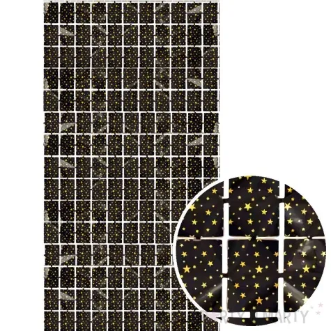 kurtyna na drzwi kwadraciki w gwiazdki czarna godan 200 x 100 cm