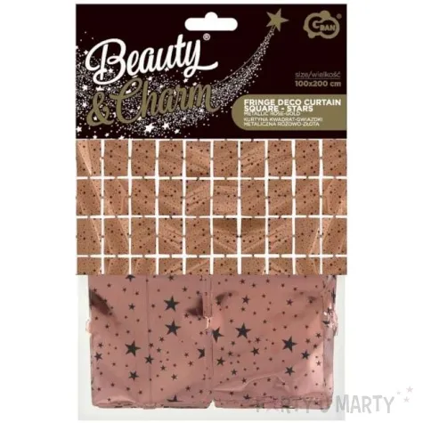 kurtyna na drzwi kwadraciki w gwiazdki rozowe zloto godan 200 x 100 cm