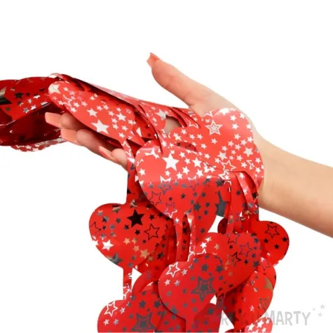 kurtyna na drzwi serduszka w gwiazdki czerwony godan 100 x 200 cm