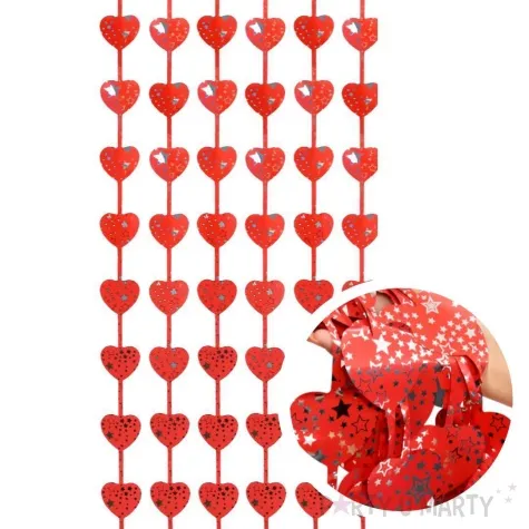 kurtyna na drzwi serduszka w gwiazdki czerwony godan 100 x 200 cm