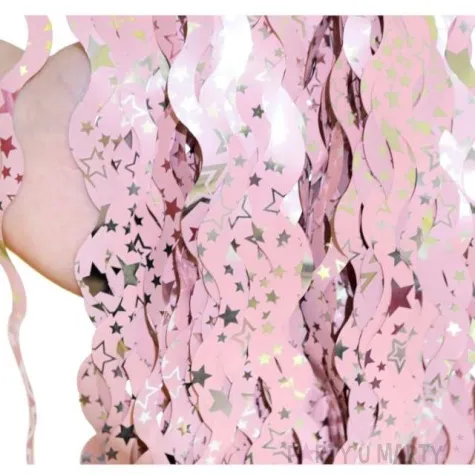 kurtyna na drzwi spirale srebrne gwiazdki rozowa godan 100 x 200 cm