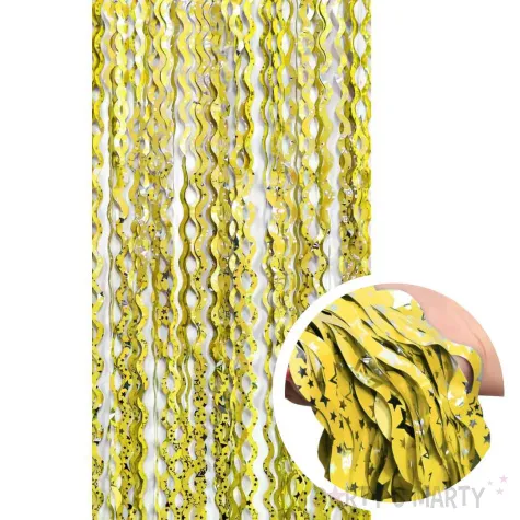 kurtyna na drzwi spirale w gwiazdki zloty godan 100 x 200 cm