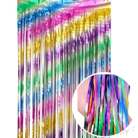 kurtyna na drzwi teczowe party srebrna godan 200 x 100 cm