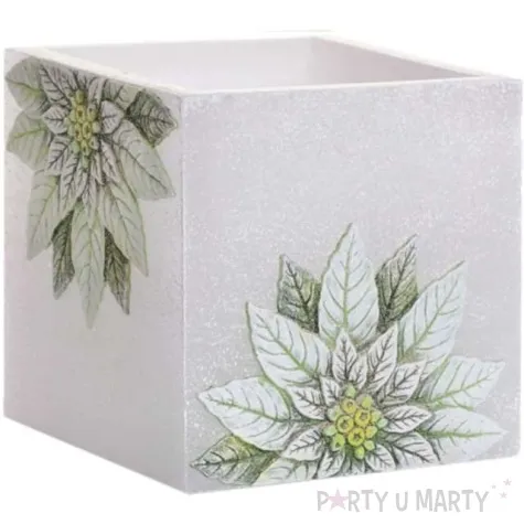 lampion christmas flower kwiaty poinsencji kostka bialy bartek candles 110 105 mm