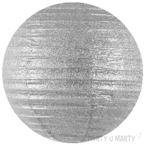 lampion papierowy brokatowy srebrny partydeco 45 cm