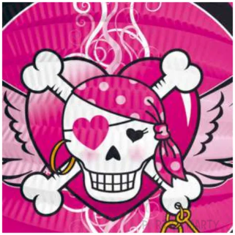 lampion papierowy piracka czaszka girl rozowy folat 22 cm