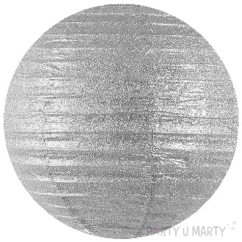 lampion papierowy srebrny brokatowy 20 cm