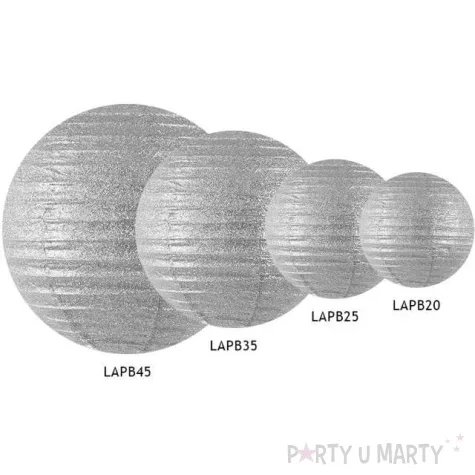 lampion papierowy srebrny brokatowy 20 cm