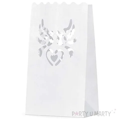 lampion torebki na swiece golabki i serce bialy partydeco 10 szt