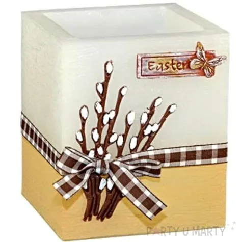 lampion wielkanocna kostka bazie bialo brazowy adpal 115 100 mm