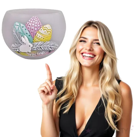 lampion wielkanocna kula z pisankami szara adpal 120 mm