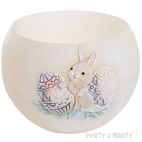 lampion wielkanocna kula z zajaczkiem kosc sloniowa bartek candles 120 mm