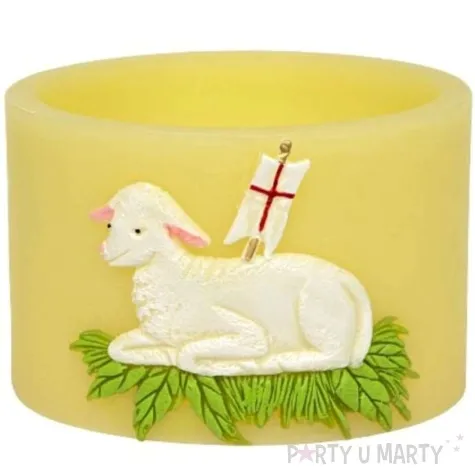 lampion wielkanocny owal baranek zolty adpal 90 135 mm