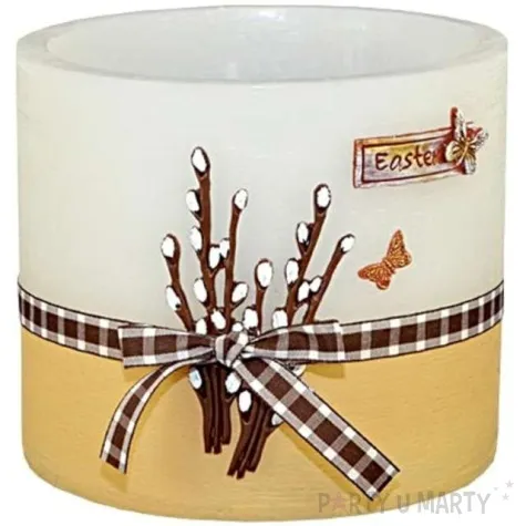 lampion wielkanocny owal bazie bialo brazowy adpal 135 145 mm