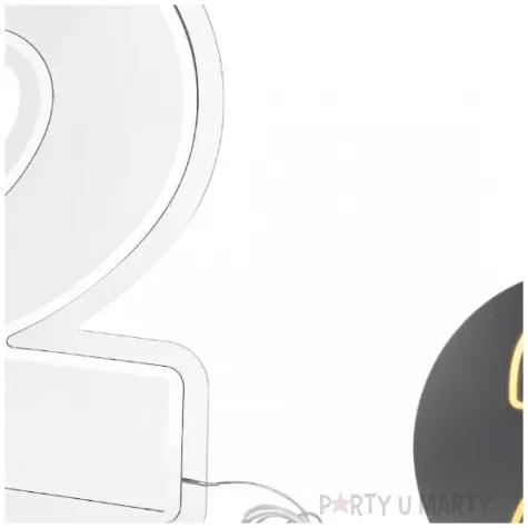 lampka dekoracyjna cyfra 2 neon led bialy partydeco 50 cm