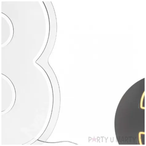 lampka dekoracyjna cyfra 3 neon led bialy partydeco 50 cm