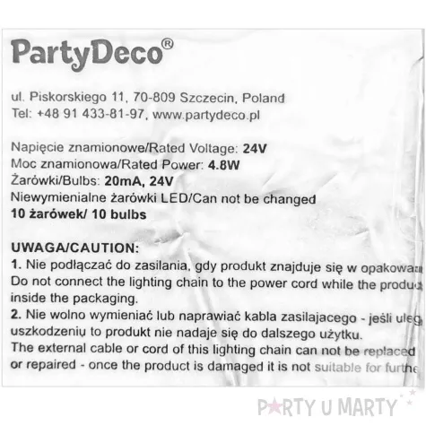lampki dekoracyjne zarowki led czarne partydeco 5m