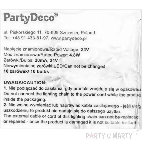 lampki dekoracyjne zarowki led czarne partydeco 5m