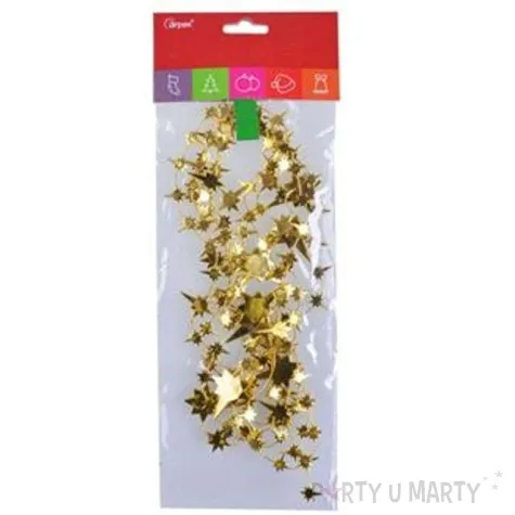 lancuch choinkowy gwiazdki zloty arpex