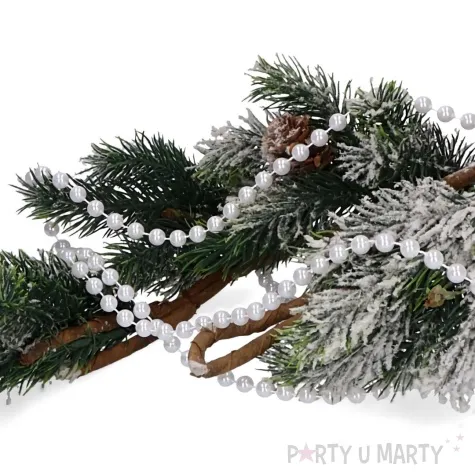 lancuch choinkowy korale na szpuli bialy 8 mm czakos 1000 cm