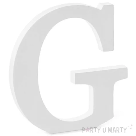 litera drewniana g biala partydeco