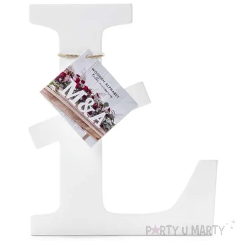 litera drewniana l biala partydeco