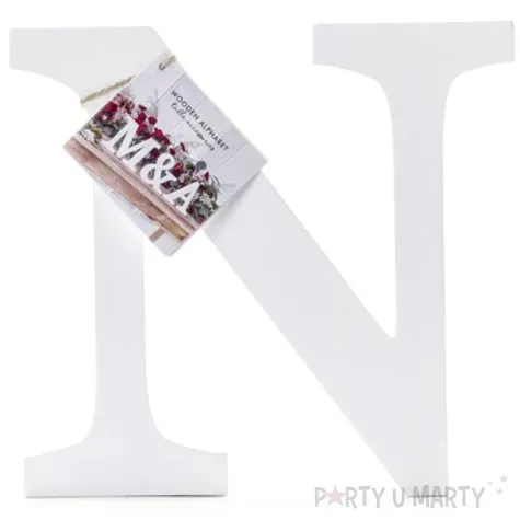 litera drewniana n biala partydeco