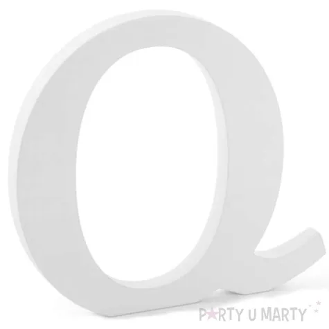 litera drewniana q biala partydeco