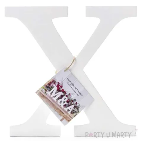 litera drewniana x biala partydeco