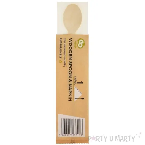 lyzka drewniana eko z serwetka godan