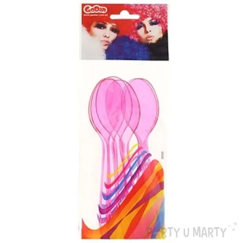 lyzki plastikowe fuksja transparentne 18 cm 6 szt
