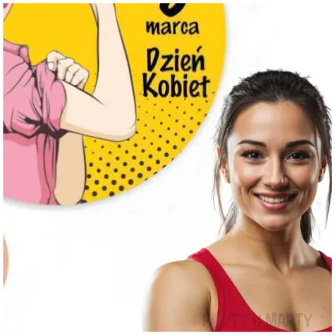 magnes 8 marca silna kobieta retro prezent na dzien kobiet zolty 9 cm