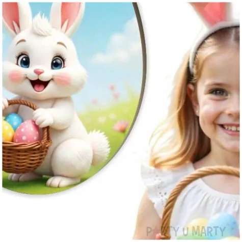 magnes bialy krolik i pisanki radosnych swiat prezent na wielkanoc 12 5 cm