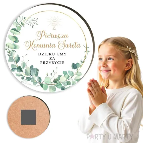 magnes komunia swieta eukaliptus beauty upominek dla gosci pamiatka 7 6 cm