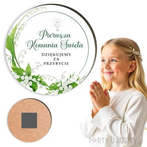 magnes komunia swieta konwalie upominek dla gosci pamiatka 7 6 cm