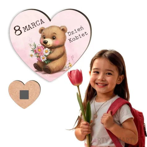 magnes serce 8 marca mis prezent na dzien kobiet dla dziewczyn z klasy 9 cm