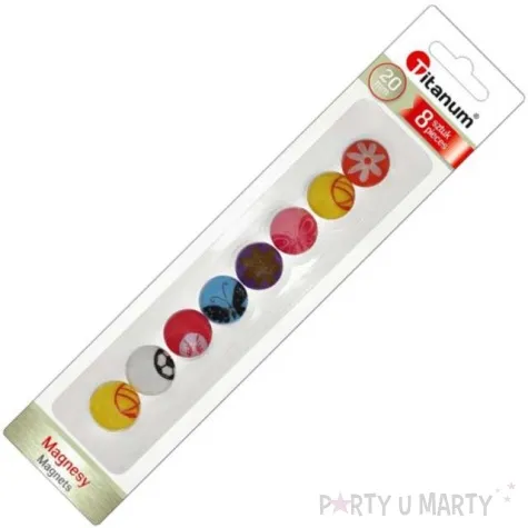 magnesy okragle wiosenne wzorki kolor mix titanum 20 mm 8 szt