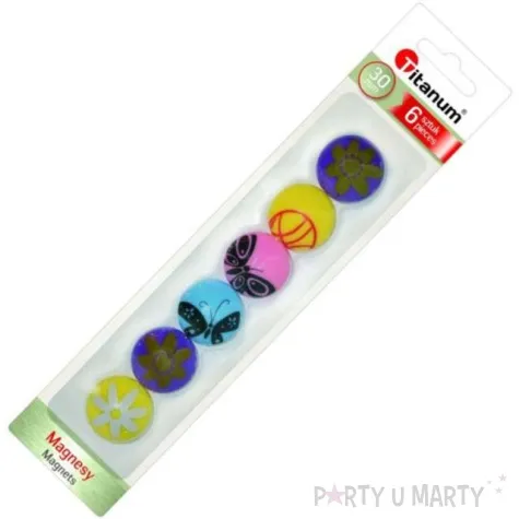 magnesy okragle wiosenne wzorki kolor mix titanum 30 mm 6 szt