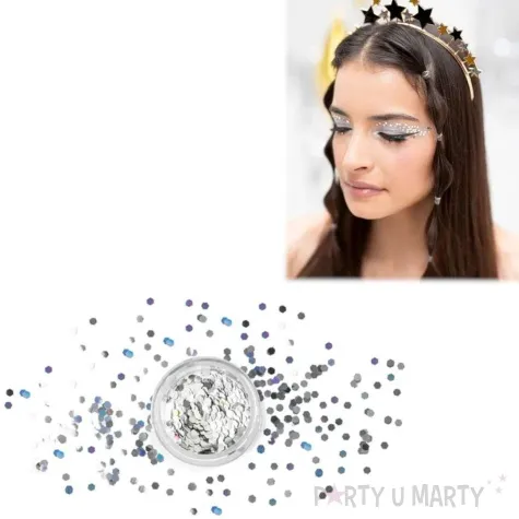 make up party brokat holograficzny srebrny partydeco 3g