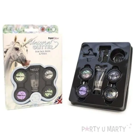 make up party brokat unicorn chunky mix paintglow zestaw