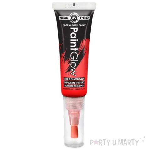 make up party farba z pedzelkiem czerwona paintglow 12 ml
