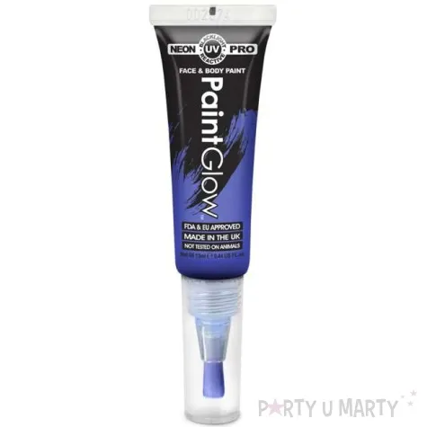 make up party farba z pedzelkiem niebieska paintglow 12 ml