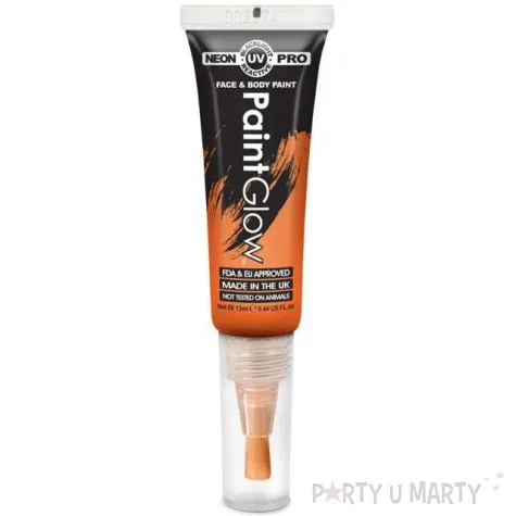 make up party farba z pedzelkiem pomaranczowa paintglow 12 ml