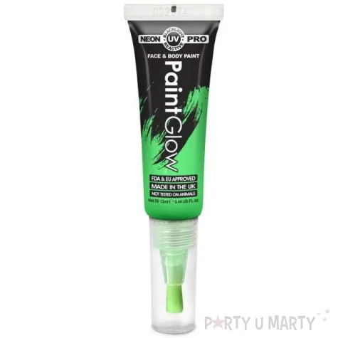make up party farba z pedzelkiem zielona paintglow 12 ml