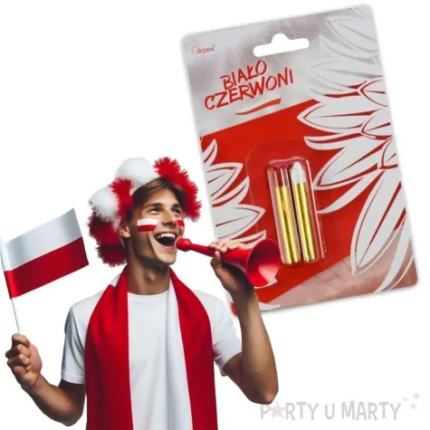 make up party kredki do twarzy kibic bialo czerwone arpex 2 szt