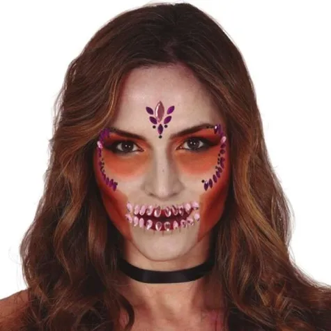 make up party krysztalki na twarz czaszka kolorowe guirca