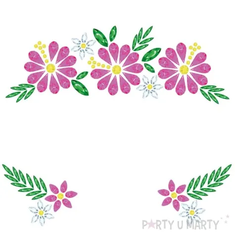 make up party krysztalki na twarz kwiaty hawaje guirca