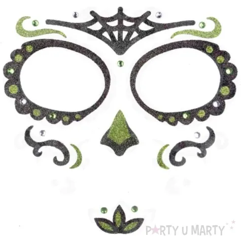 make up party naklejki na twarz los muertos czarno zielone arpex