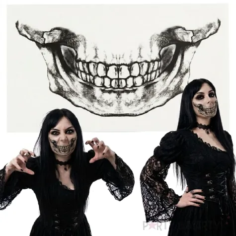 makijaz do stroju na halloween dia dde los muertos tatuaze zmywalne sztuczne zeby czaszka make up